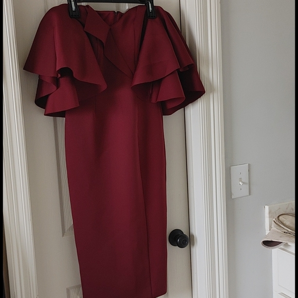 Asos design tall cape flutter Bardot midi dress - Picture 5 of 5